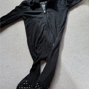 Posh Peanut Black Ribbed Onesie set of 2